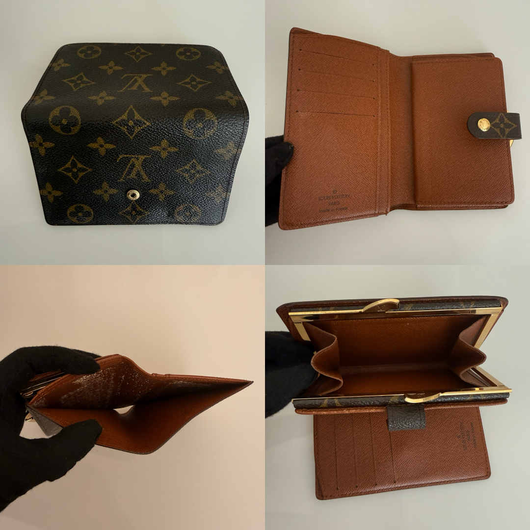 Louis Vuitton monogram compact wallet authentic with COA kisslock