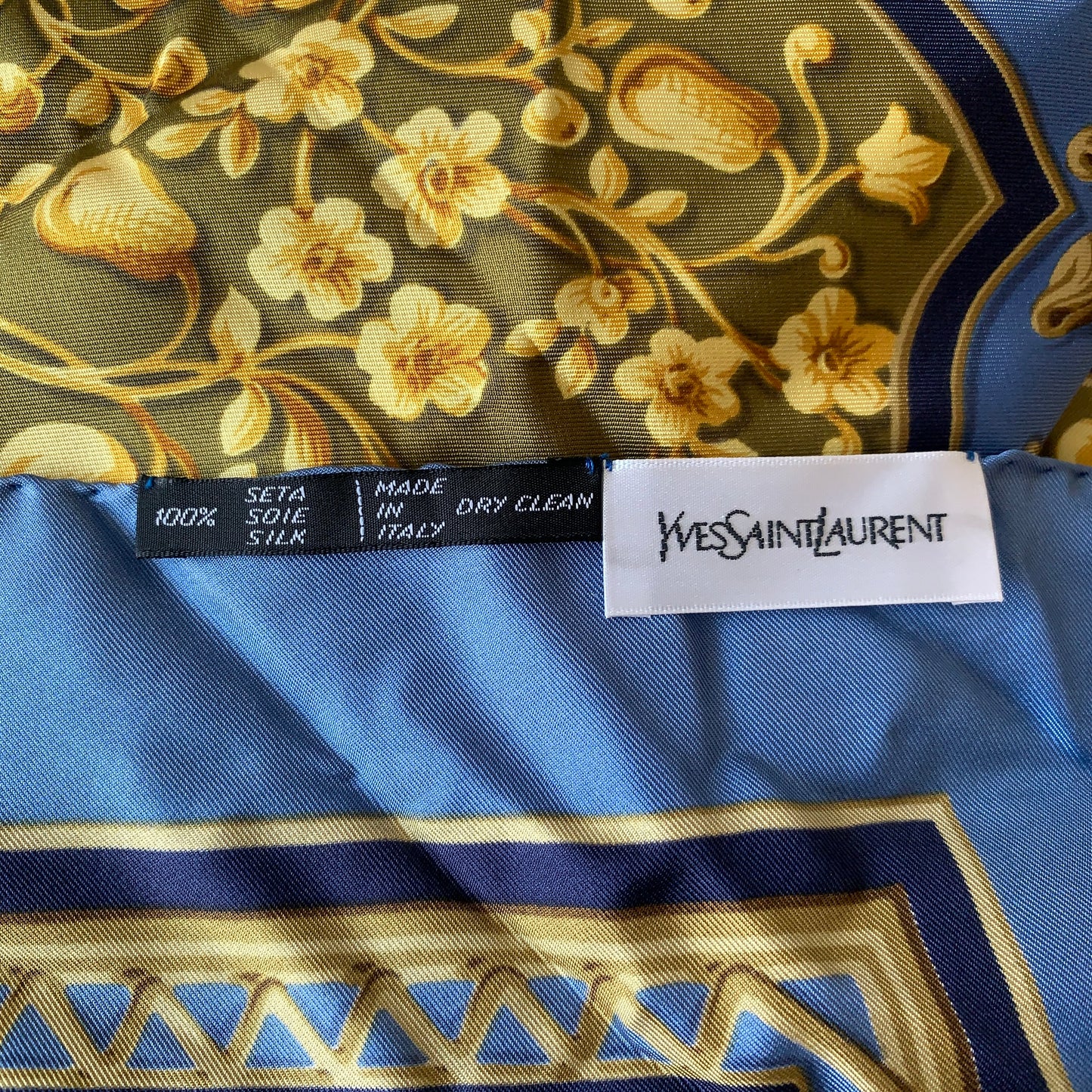 Yves Saint Laurent large silk square scarf 34 inches Authentic with COA