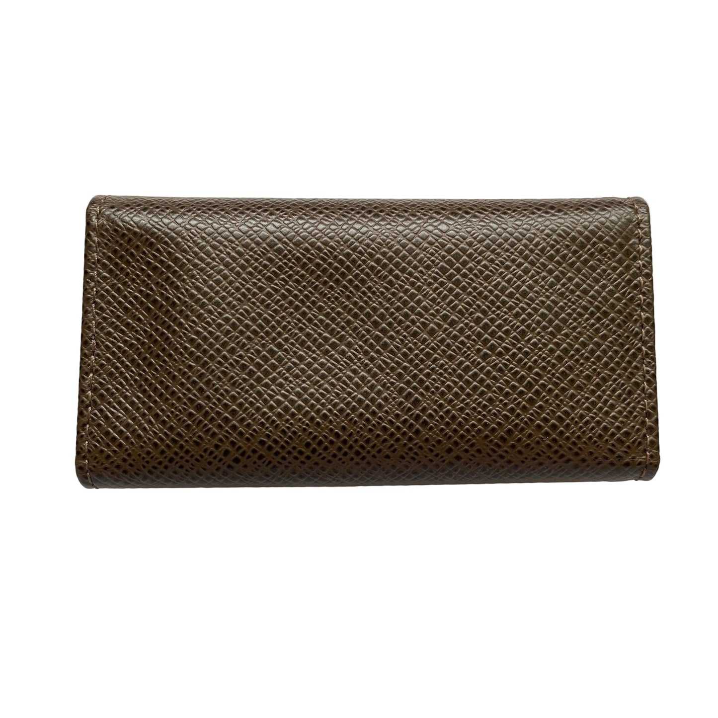 Louis Vuitton taiga brown leather 4 ring key holder CA0098 Authentic with COA box dusty 4.1x2.2