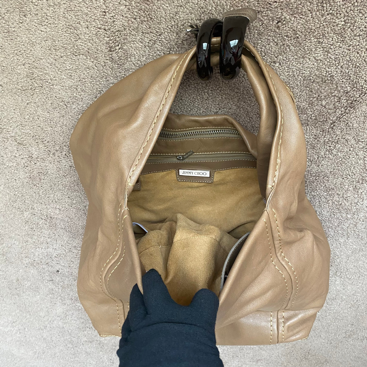 Jimmy Choo tan leather shoulder bag Authentic with COA and dust bag