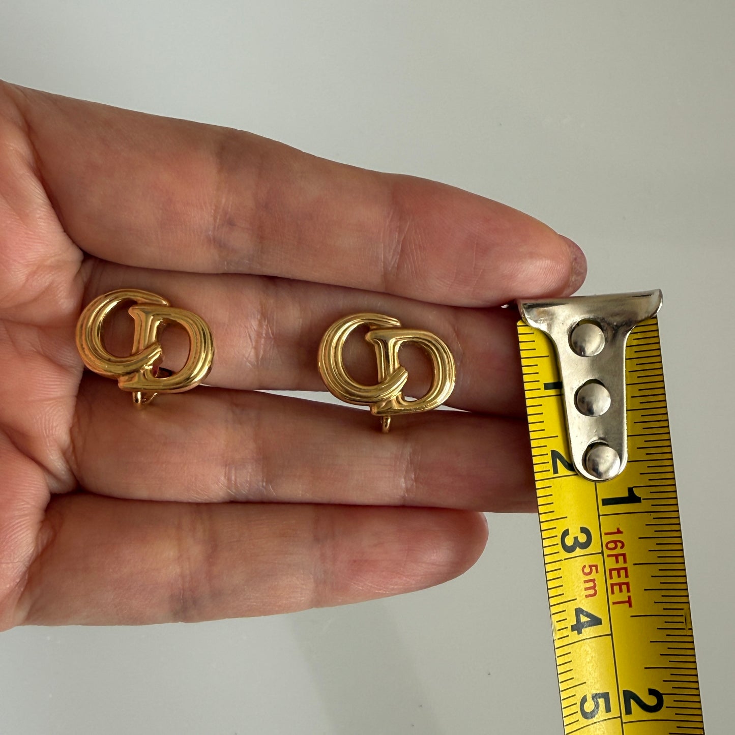 Christian Dior CD earrings gold plated authentic with COA