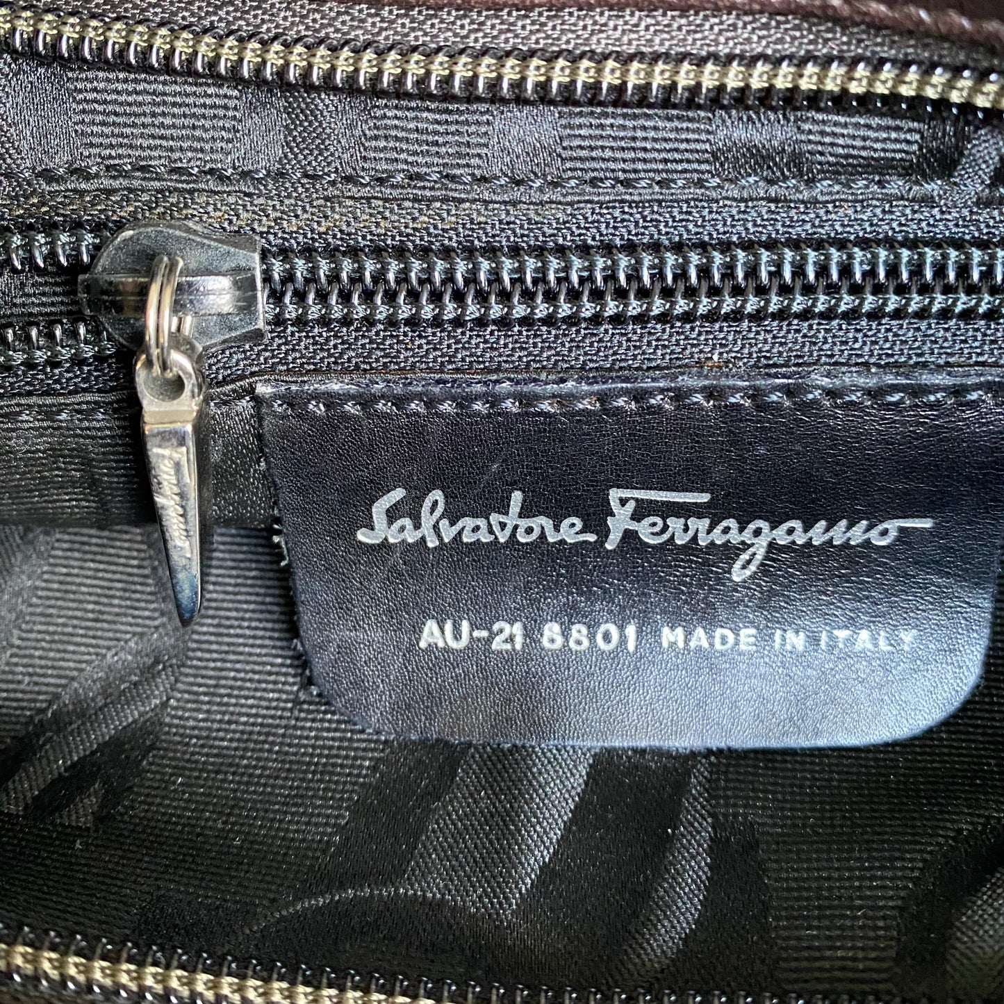 Ferragamo brown leather shoulder bag Authentic with COA 12x10x3.2