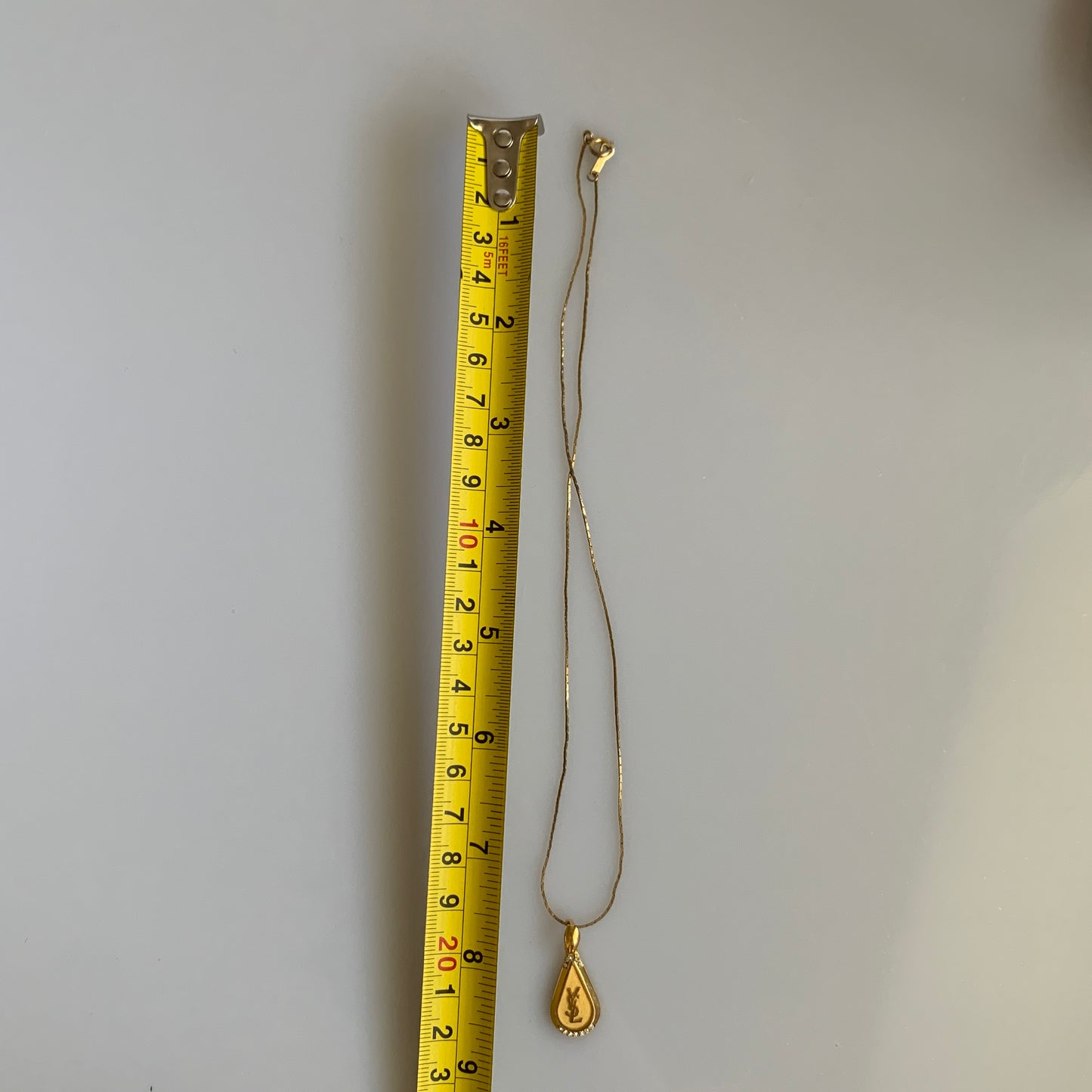 Yves Saint Laurent YSL logo gold plated Necklace authentic with COA