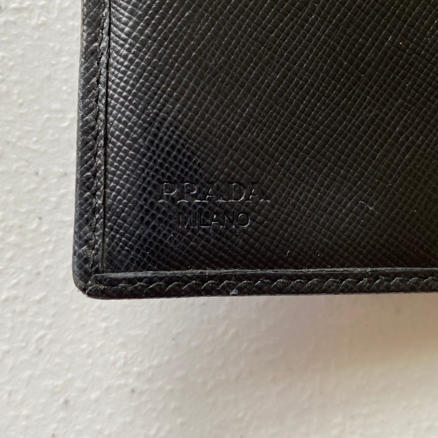 Prada triangle logo black leather long wallet Authentic with COA 4.5x3.6