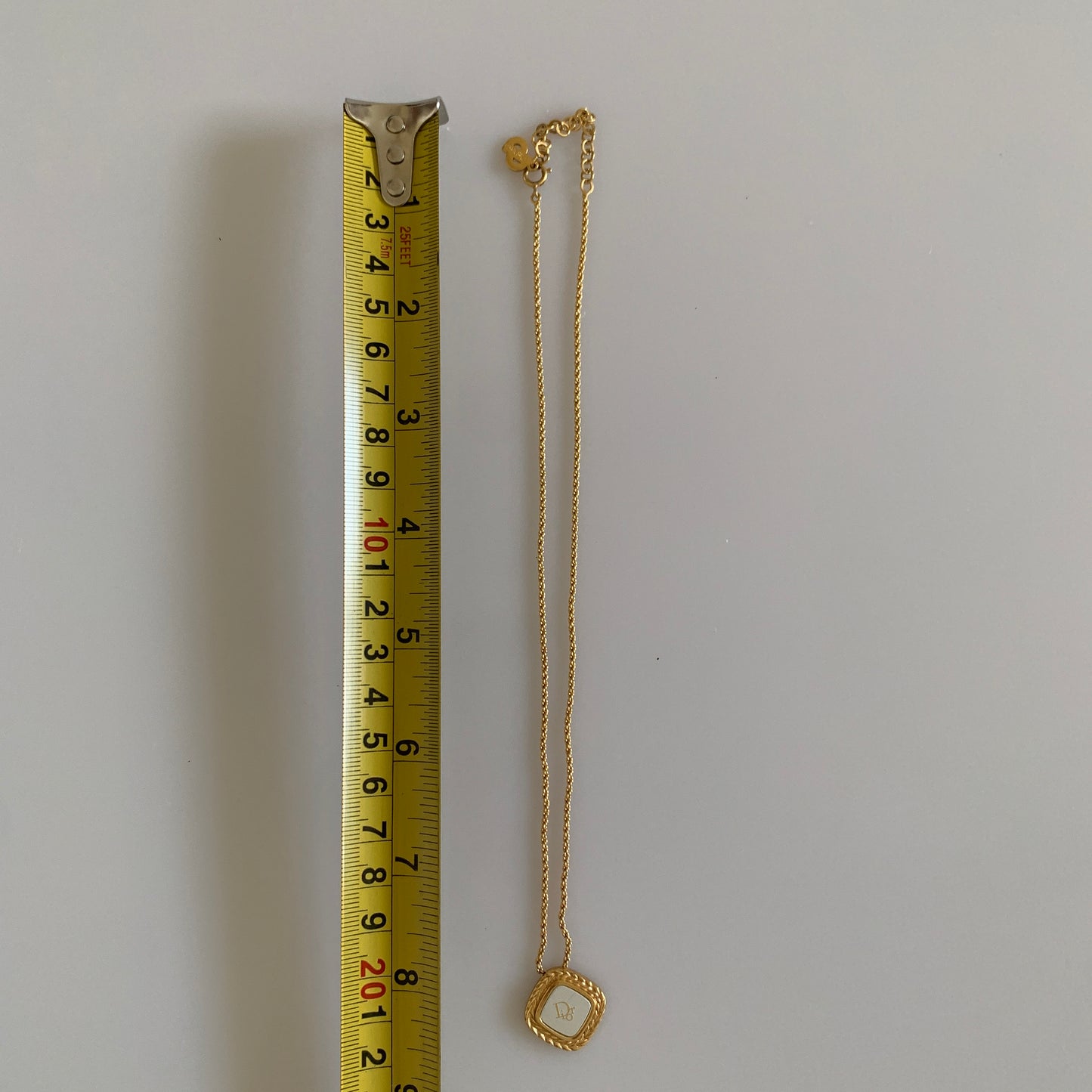 Christian Dior logo pendant Necklace with extender authentic with COA