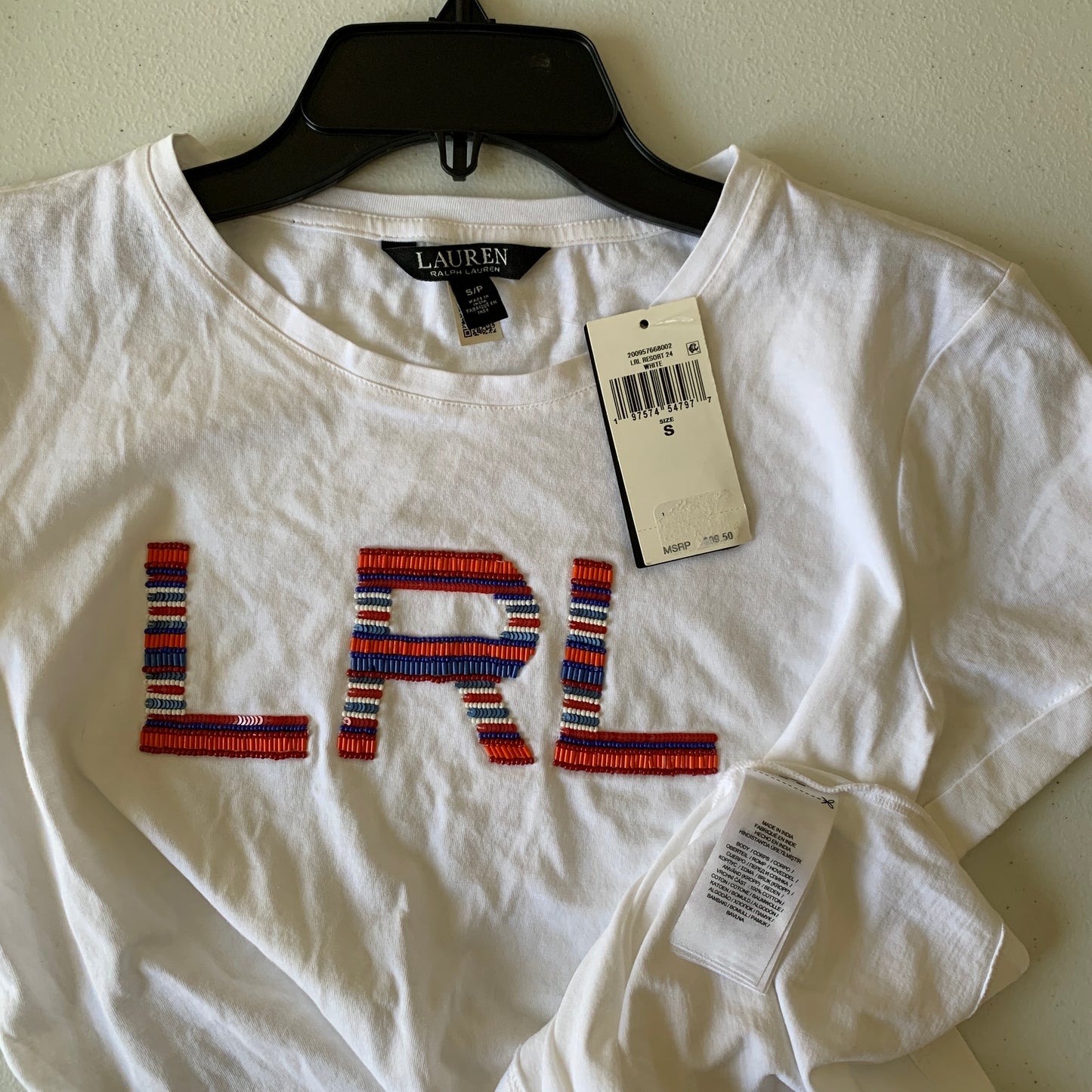 Lauren Ralph Lauren Women’s NWT white tee shirt with logo on front size Small