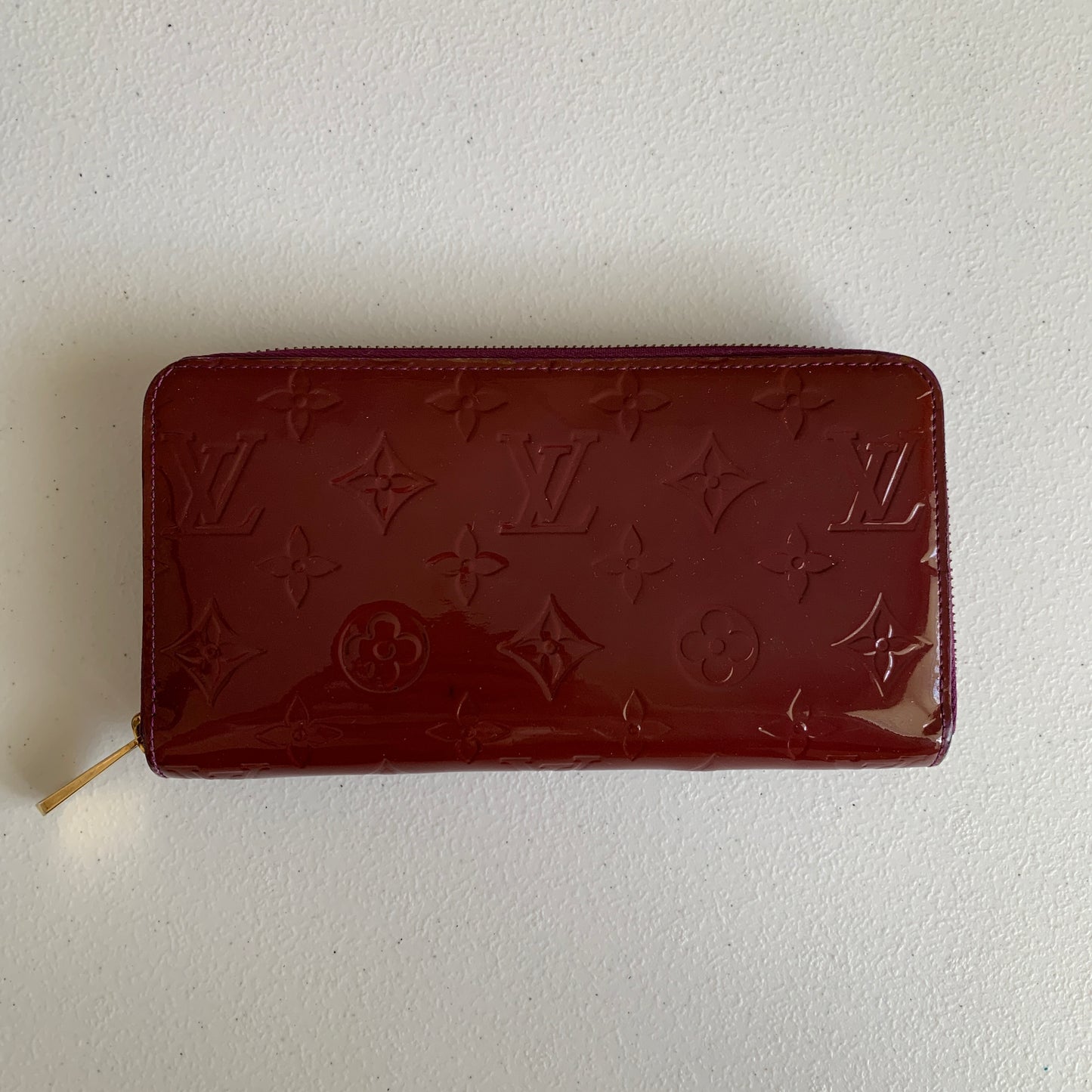 Louis Vuitton monogram burgundy vernis long wallet CA1024 authentic with COA box