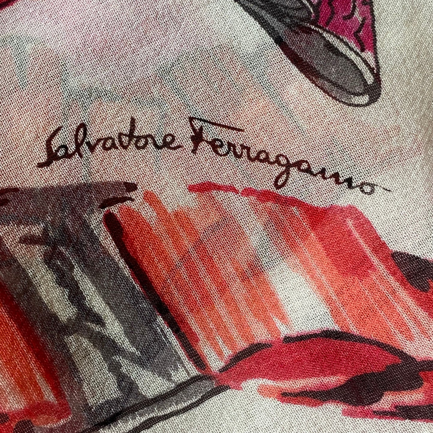Ferragamo vara bow long silk scarf Authentic with COA 62x17