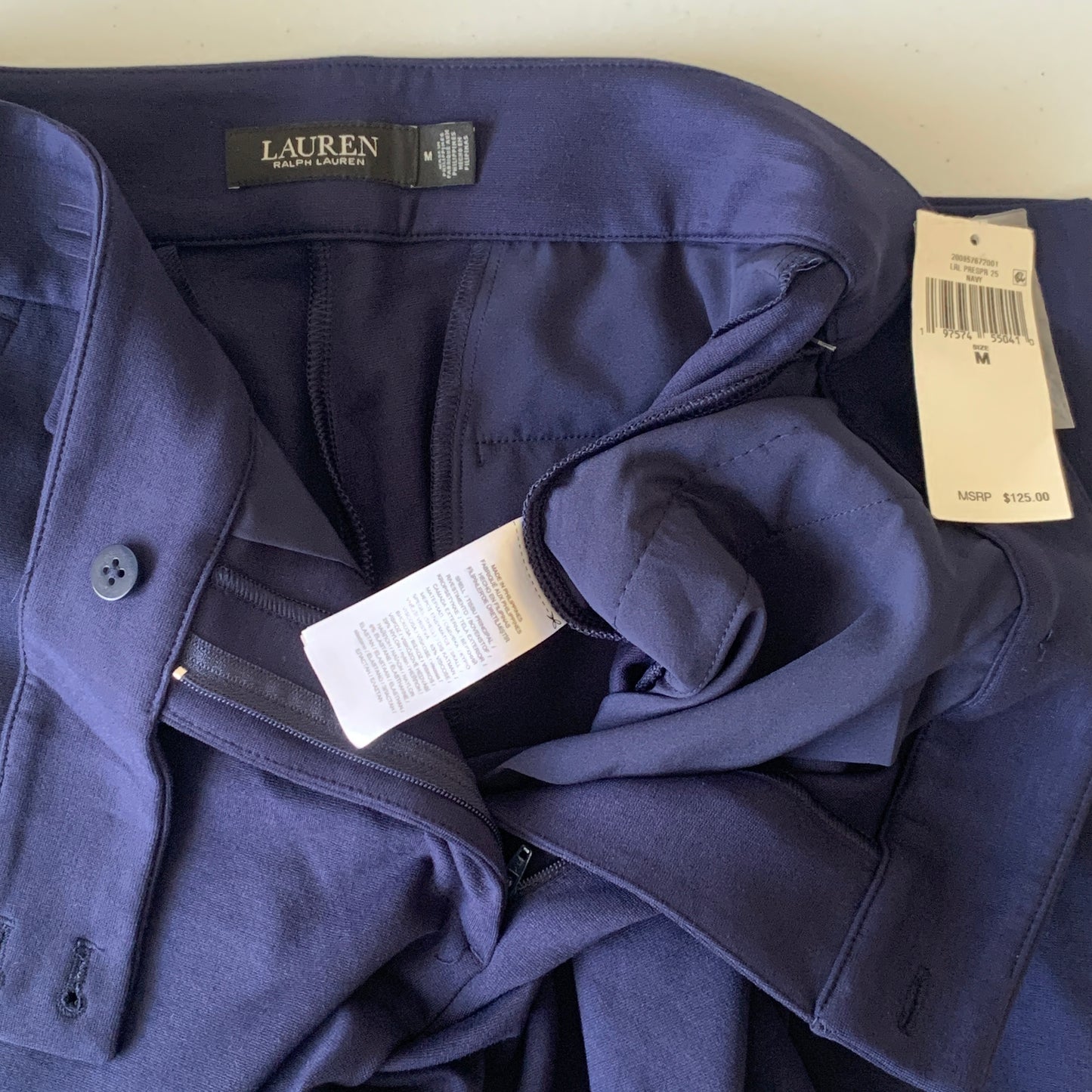 Lauren Ralph Lauren womens NWT navy blue ankle dress pant with gold buttons size medium