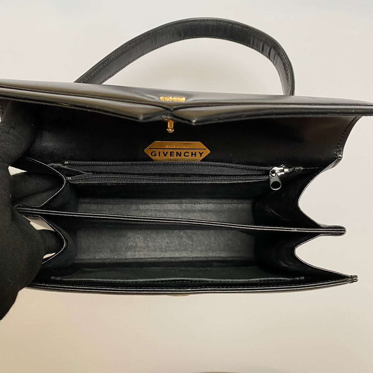 Givenchy vintage black leather tote bag Authentic with COA 9.7x8.2x3.5