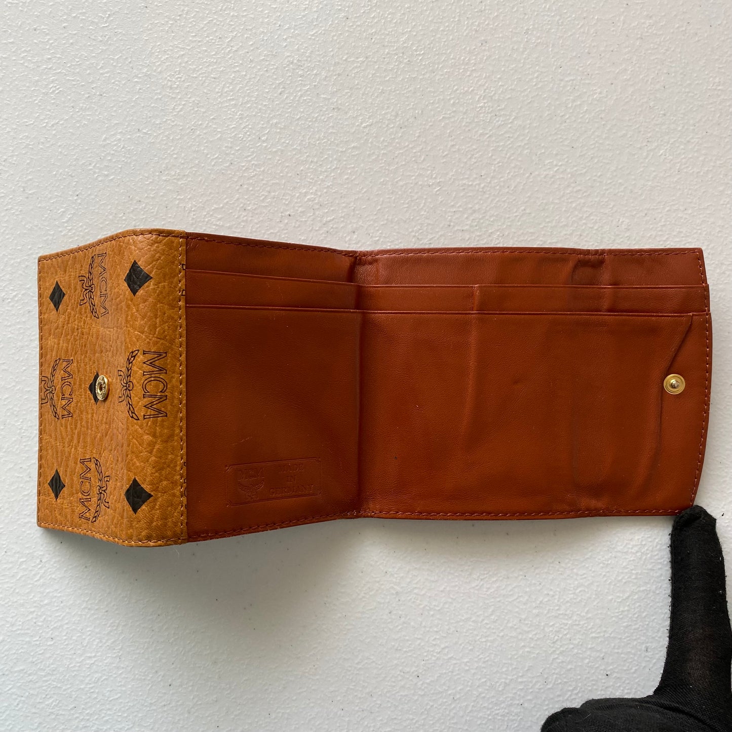MCM cognac compact wallet Authentic with coa