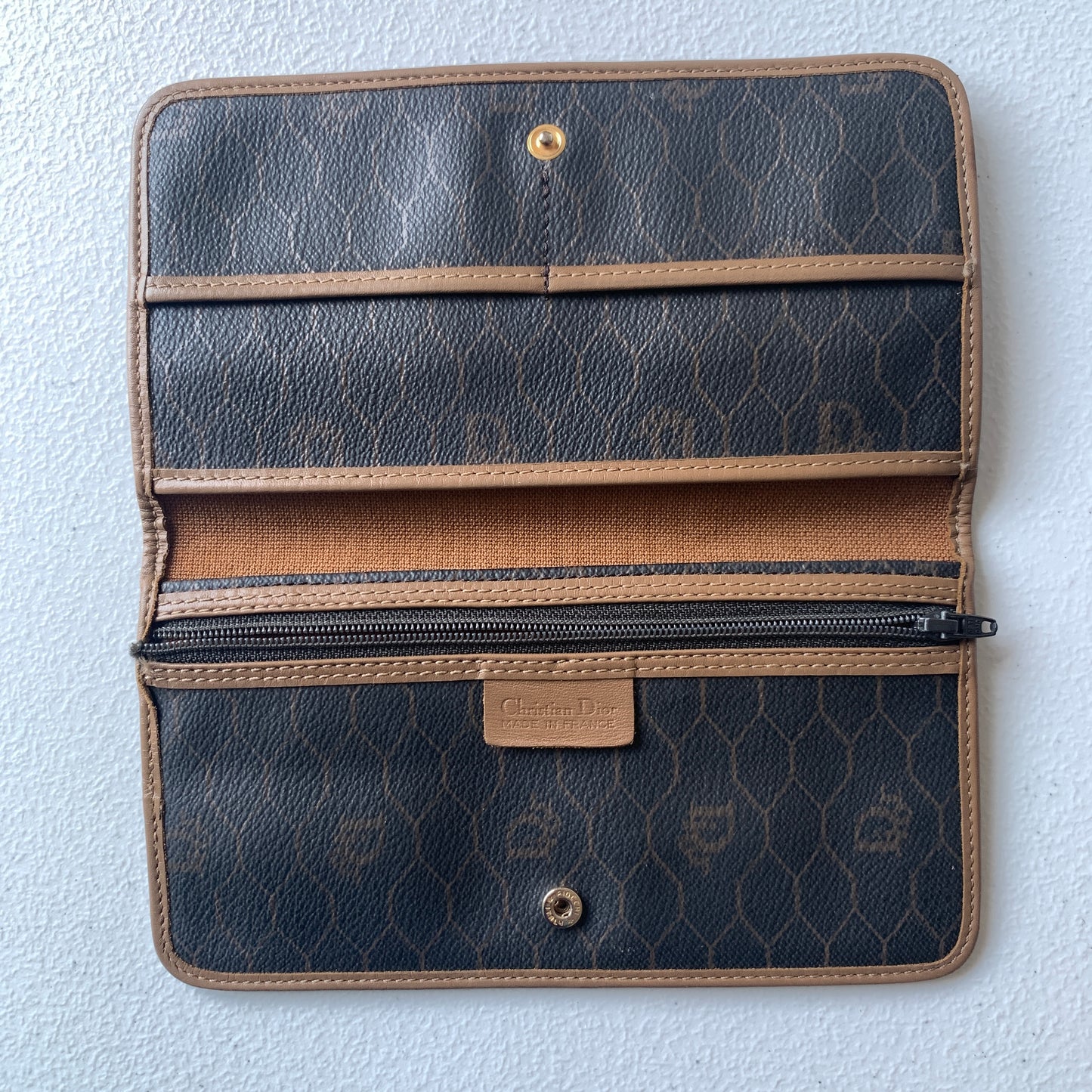 Dior vintage honeycomb long wallet Authentic with COA