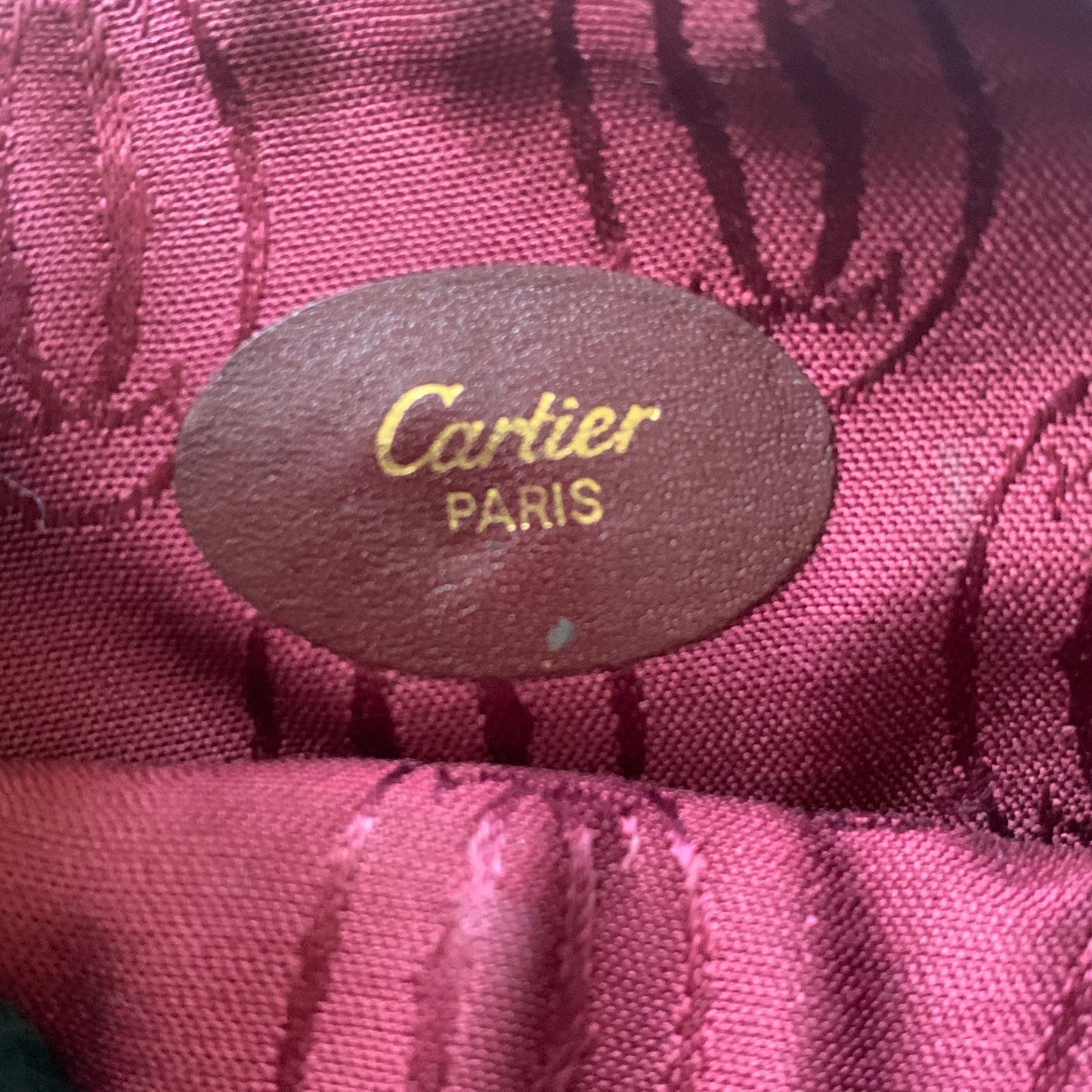 Cartier burgundy leather wristlet clutch bag Authentic with COA