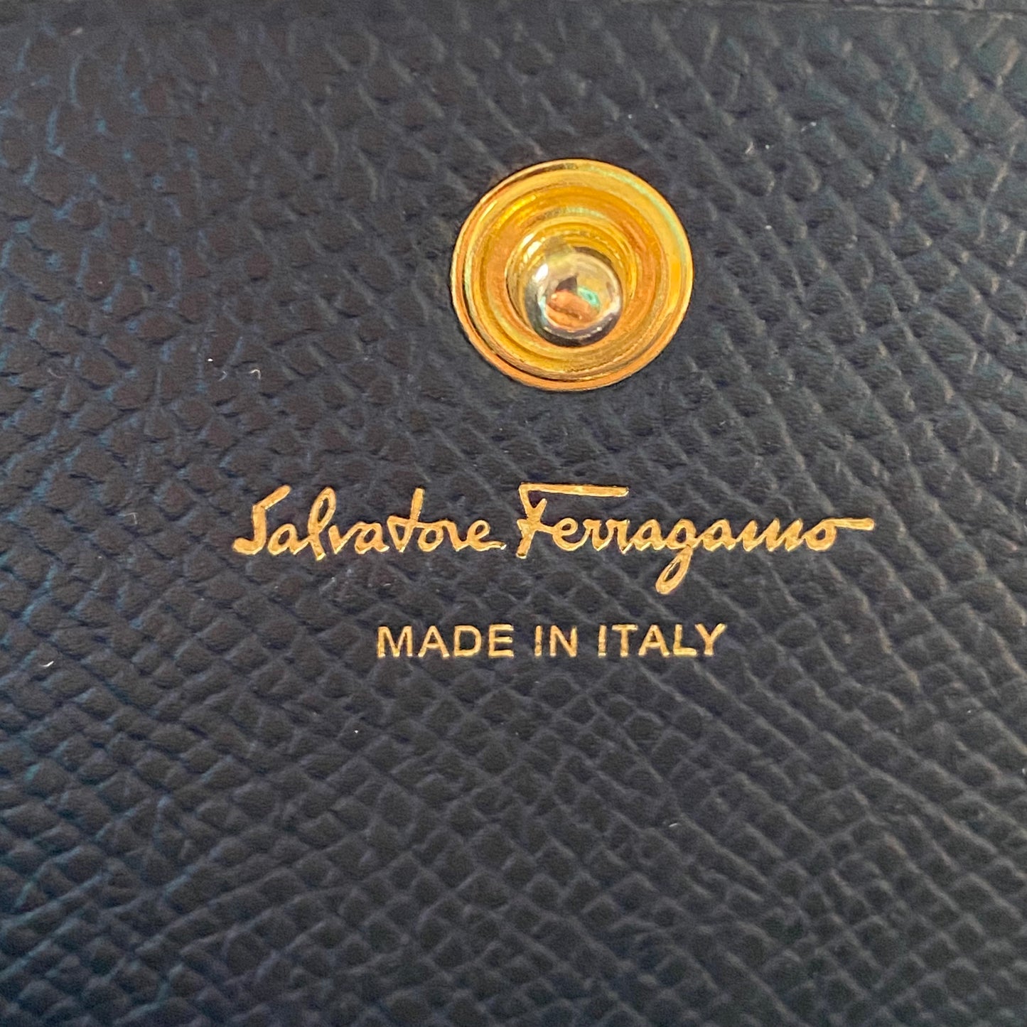 Ferragamo navy blue long leather wallet Authentic with COA