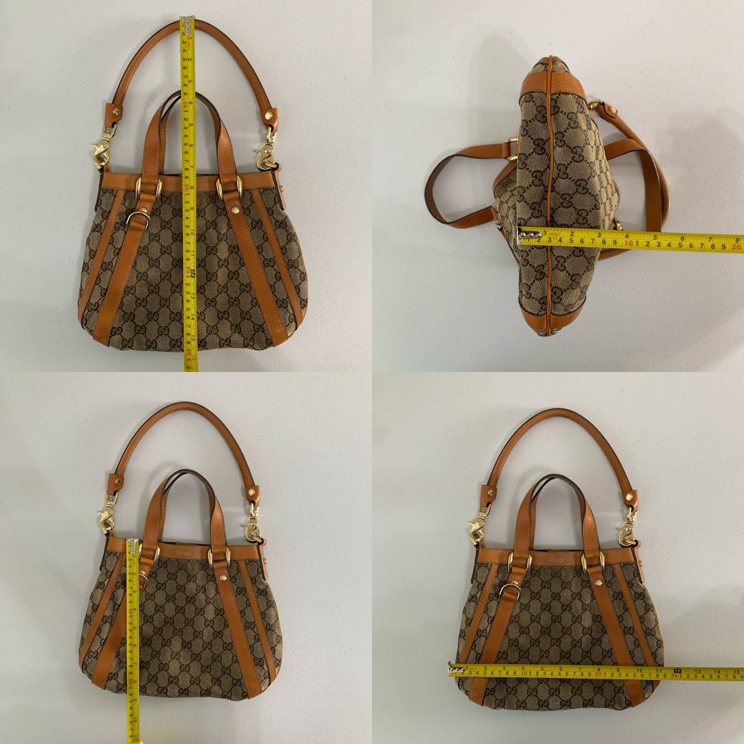 Gucci monogram canvas and orange leather shoulder bag Handbag authentic with CO
