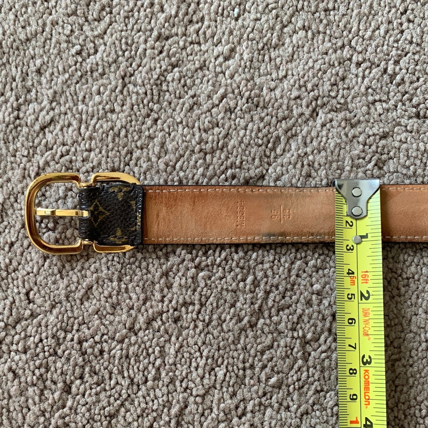 LV1046 Louis Vuitton unisex monogram belt size 95 cm 38 inch