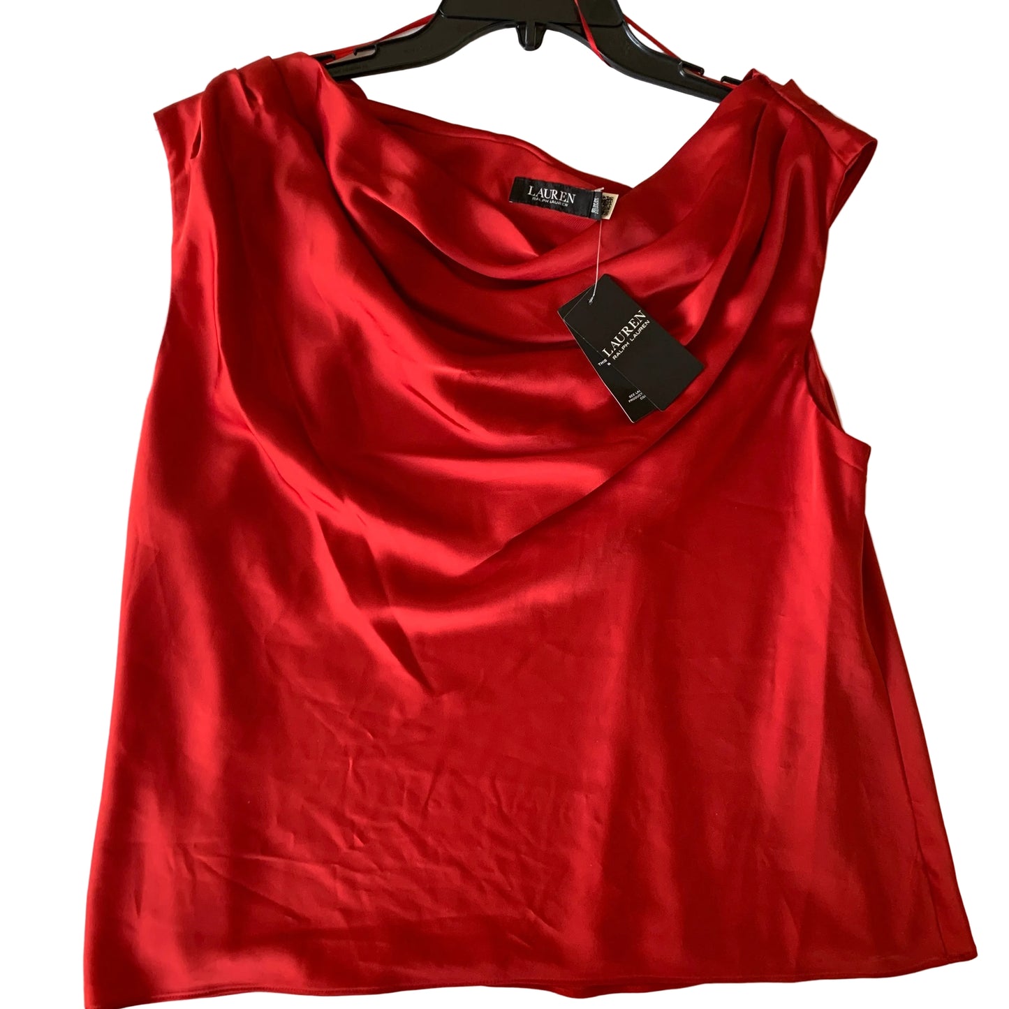 Lauren Ralph Lauren Women’s NWT Red Satin Sleeveless Blouse size XL & L