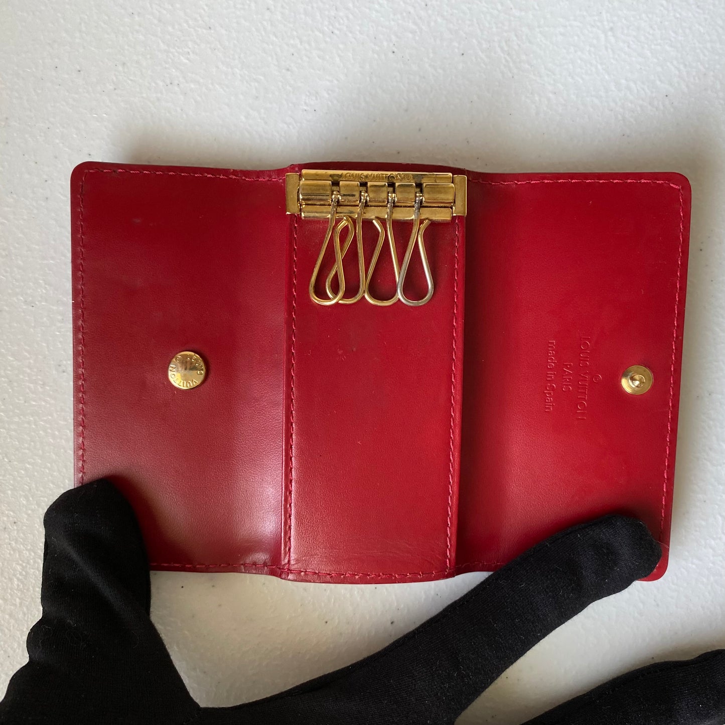 Louis Vuitton red monogram vernis key holder ca5008 authentic with coa