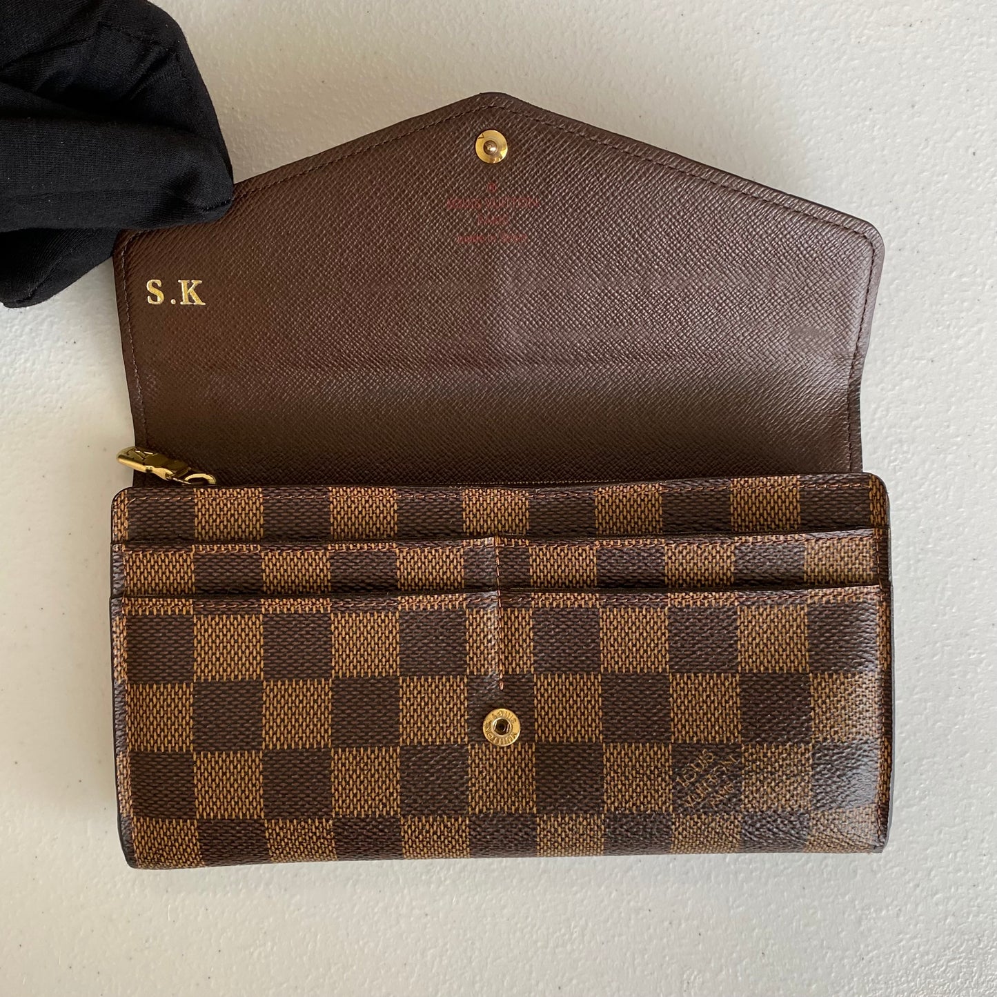 Louis Vuitton damier ebene sarah long ca2186 wallet authentic with coa
