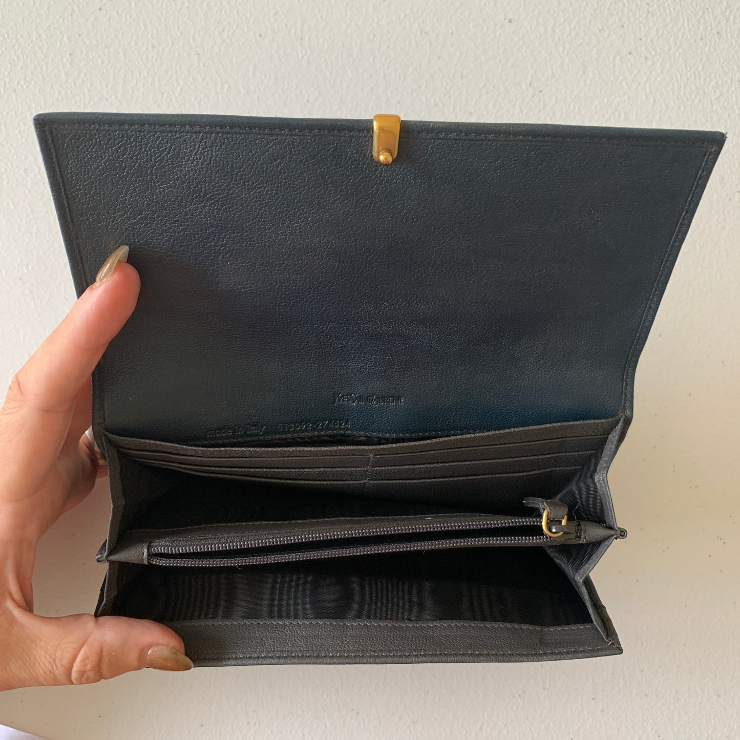 Yves saint Laurent long leather wallet Authentic with COA