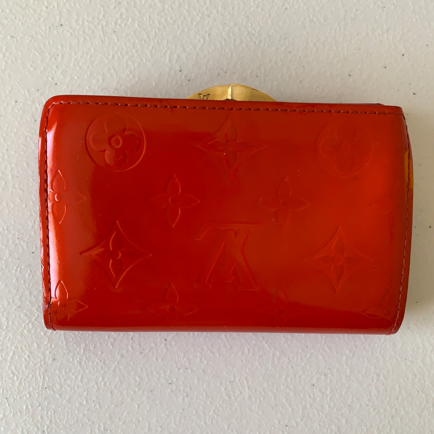 Louis Vuitton vernis monogram orange wallet MI1023 authentic with COA