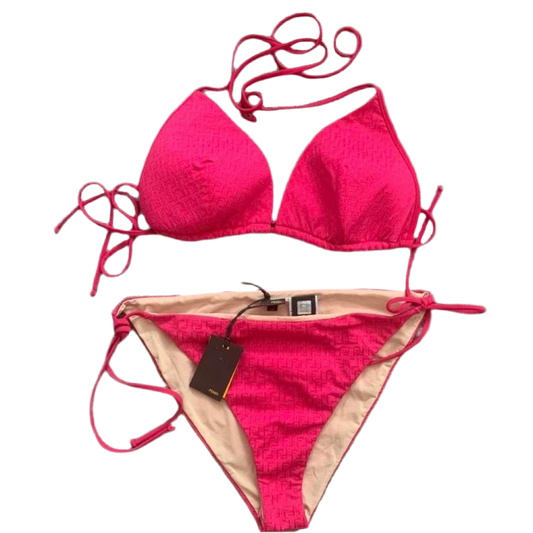 Authentic beautiful new with tag FENDI FF monogram bikini set fuchsia color