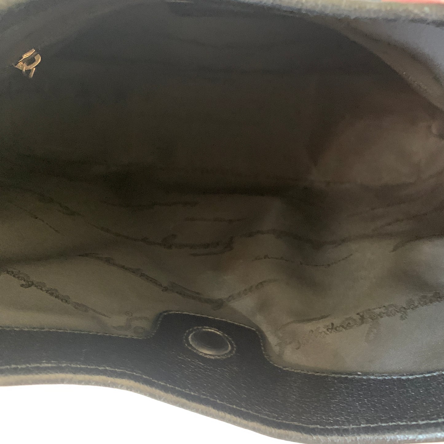 Salvatore Ferragamo blue canvas black leather shoulder bag authentic with COA