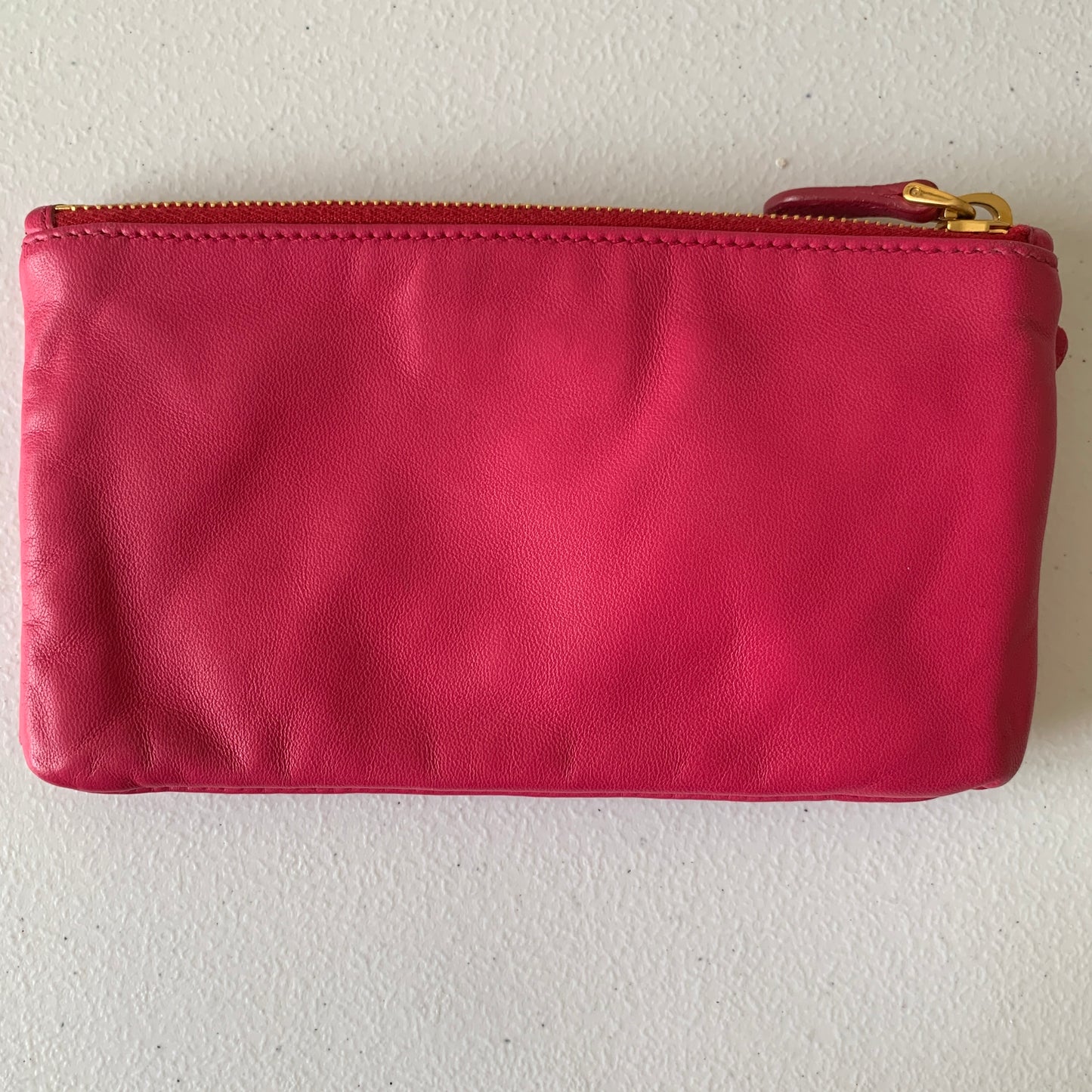 Prada pink leather rose appliqué clutch bag authentic with COA