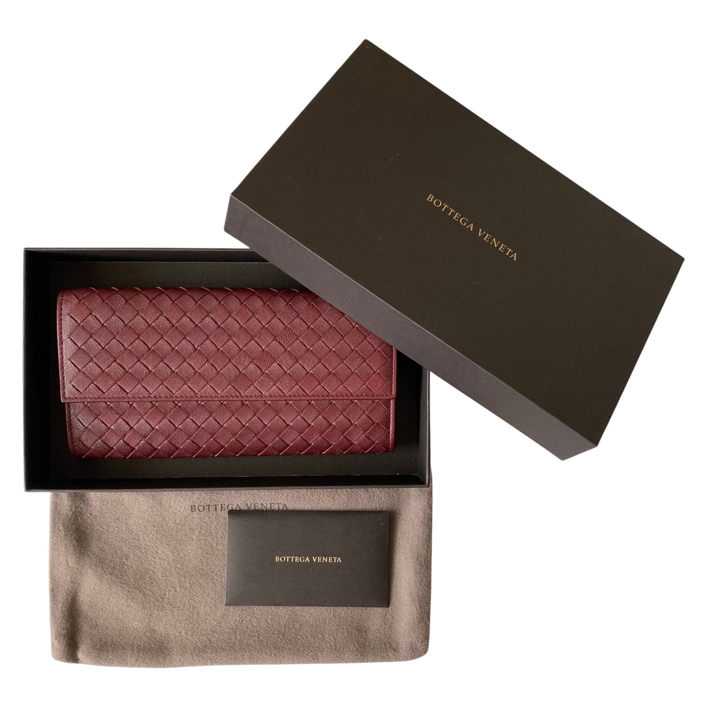 Bottega Veneta intrecciata leather long wallet Authentic with COA box and dusty