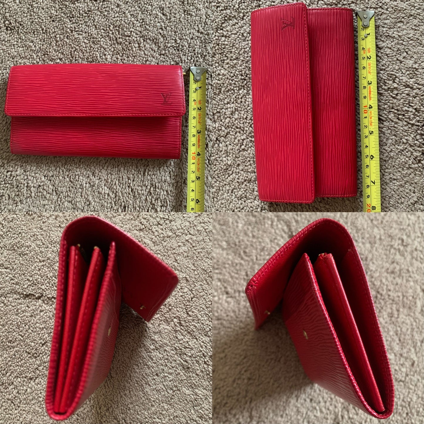 LV1031 Louis Vuitton women's long red Epi leather wallet