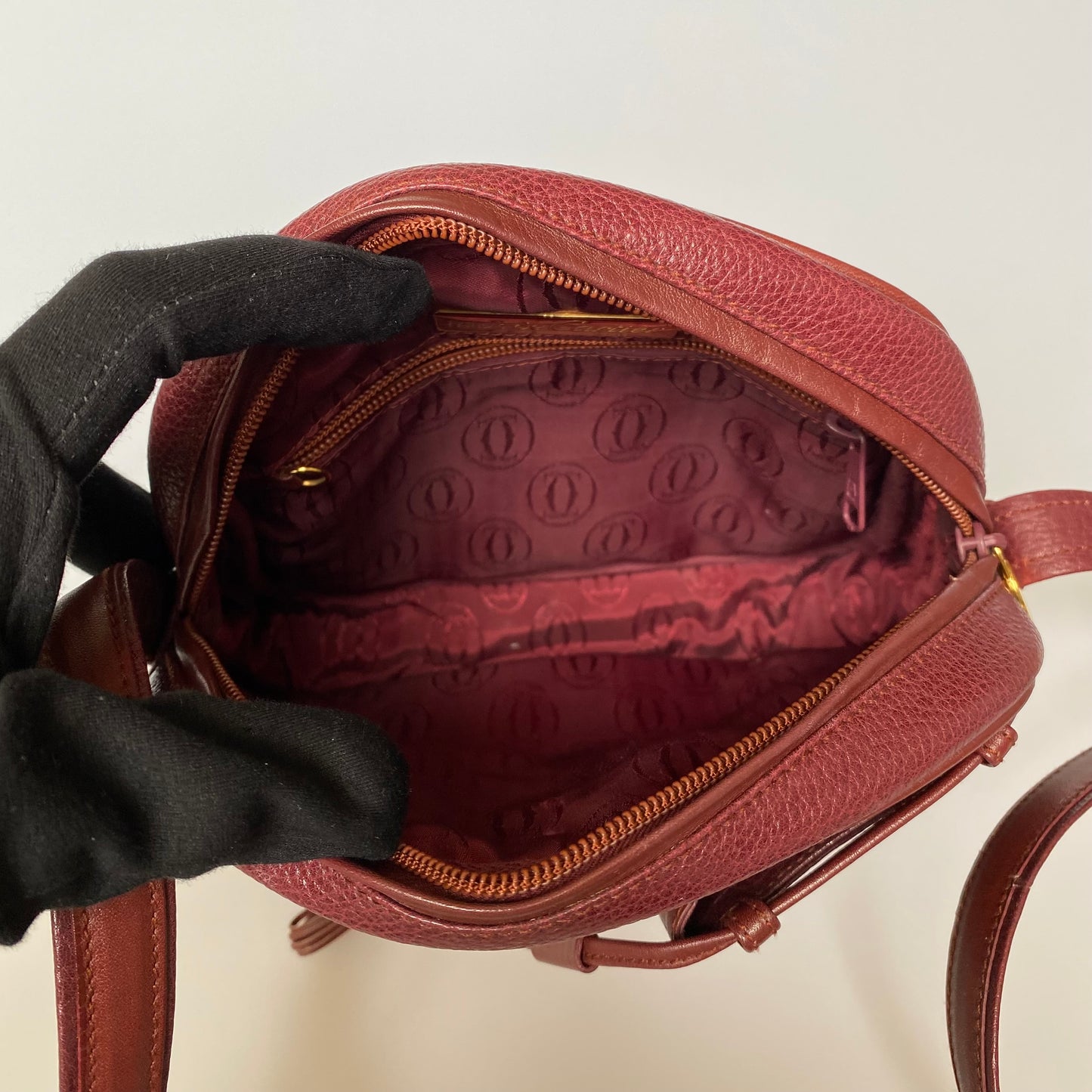 Cartier burgundy leather crossbody bag Authentic with COA
