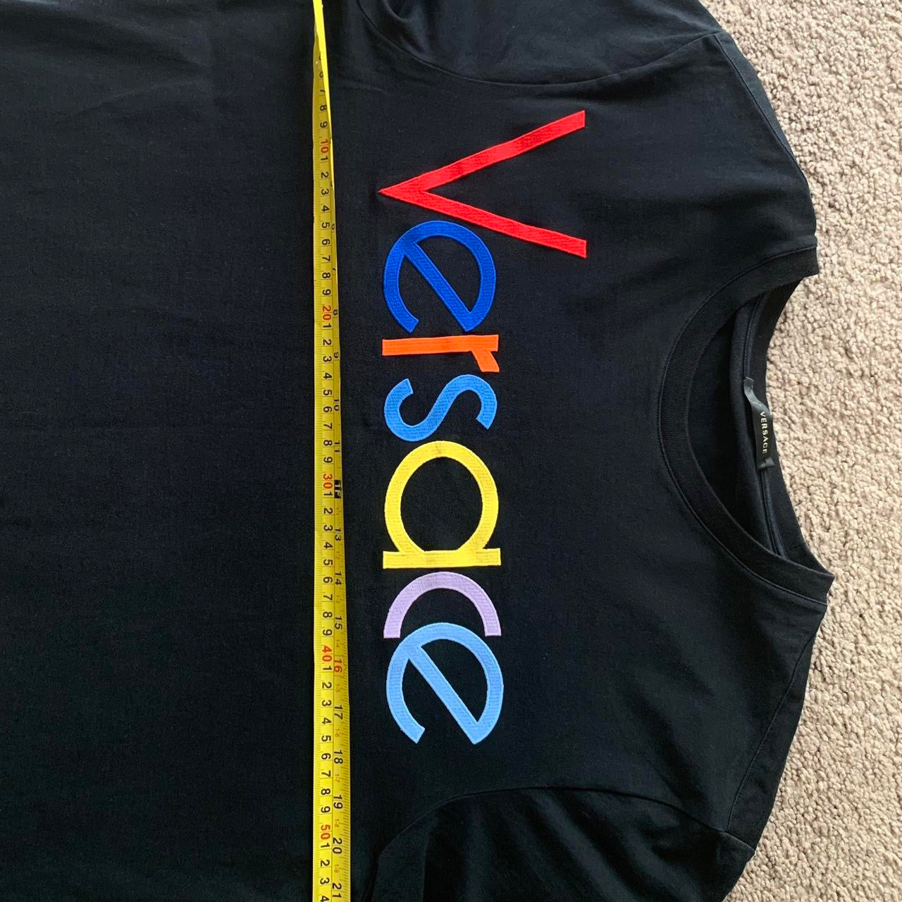 Authentic Versace men’s logo black cotton t shirt size M