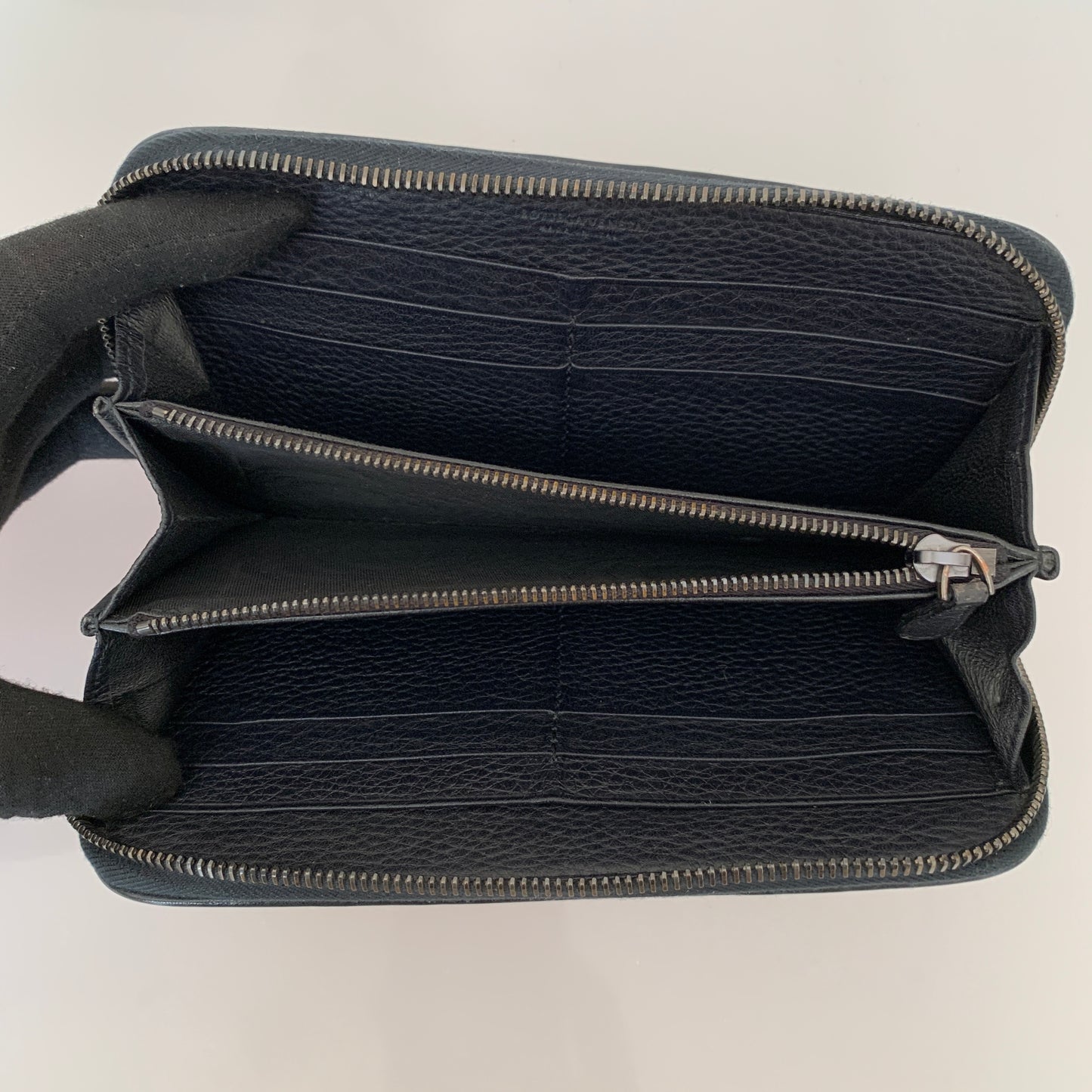 Bottega Veneta long navy blue zip around wallet Authentic with COA