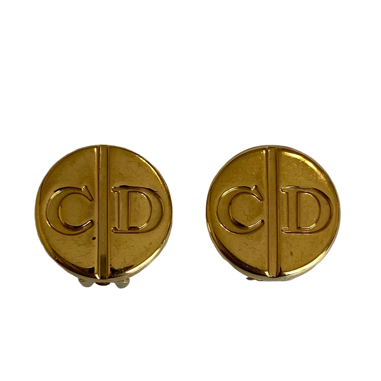 Christian Dior vintage CD logo gold plated clip on earrings authentic with coa