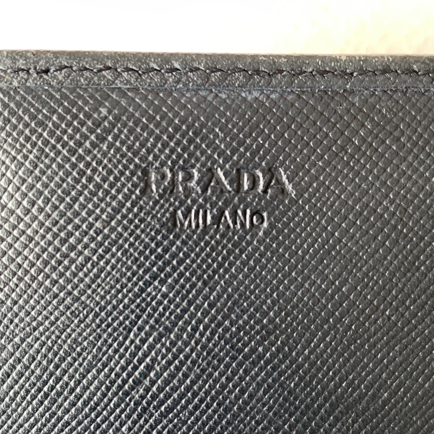 PRADA navy saffiano leather long by wallet Authentic with COA