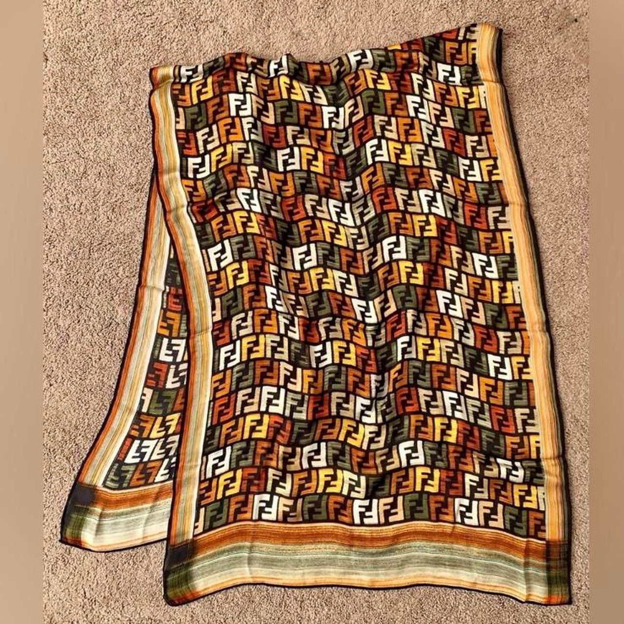 Authentic FENDI women’s FF monogram silk scarf like new