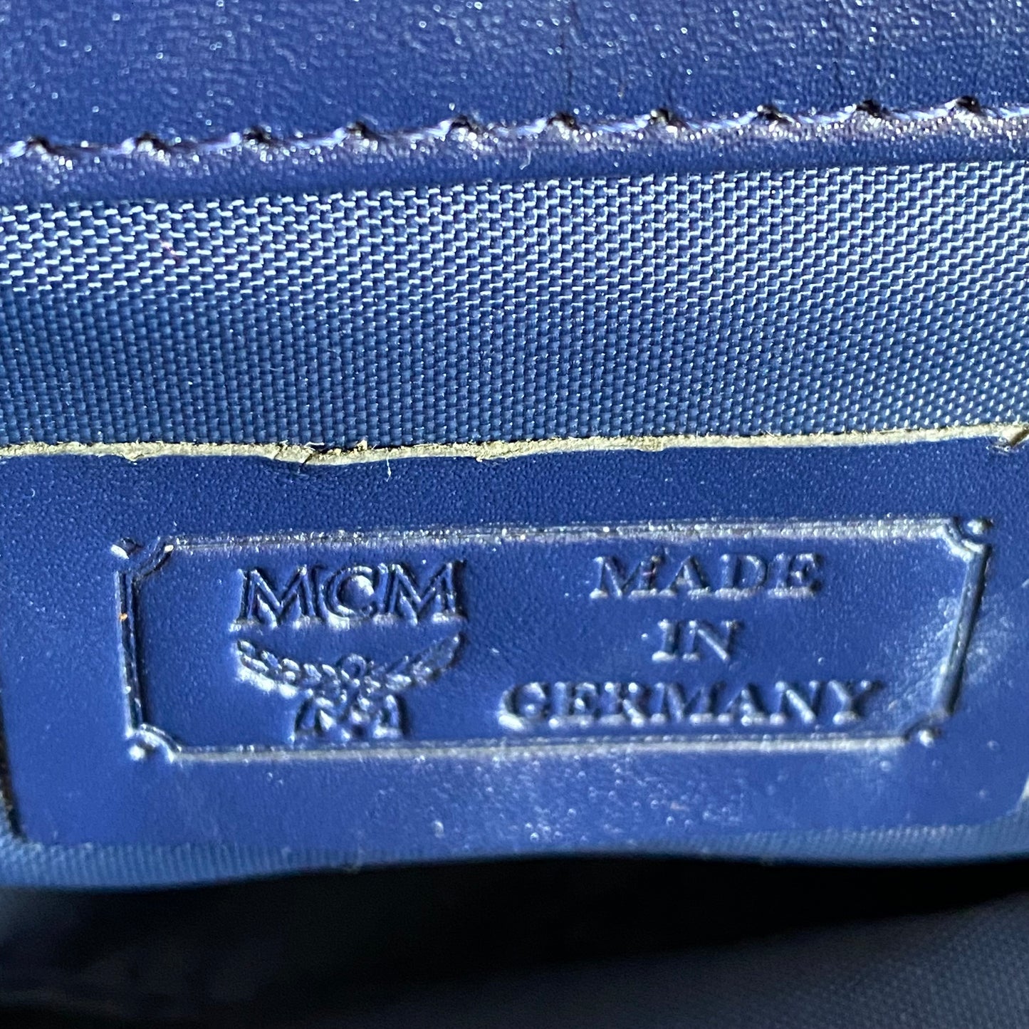 MCM blue logo shoulder tote bag authentic with COA