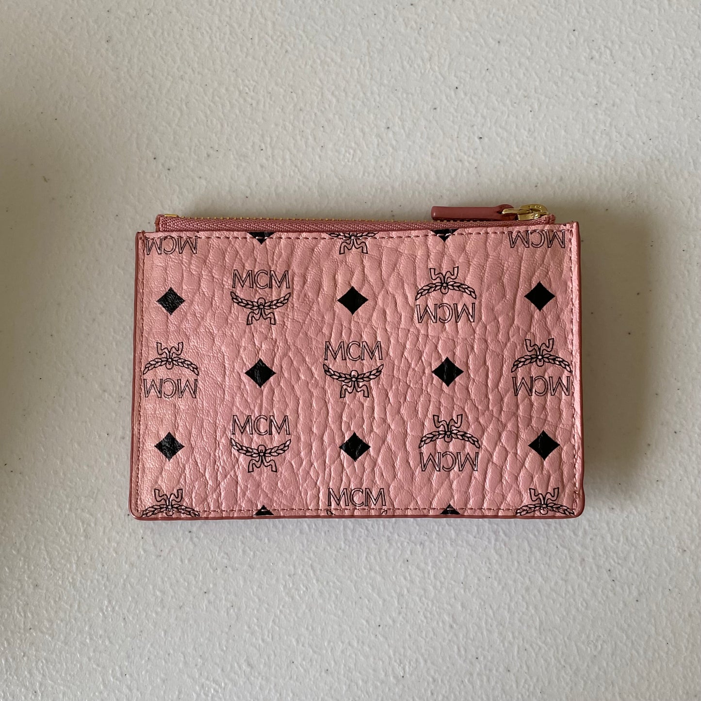 MCM pink key coin pouch authentic with COA box dusty