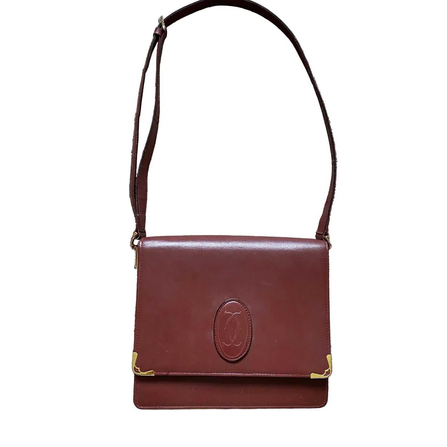 Cartier vintage leather shoulderbag Authentic with COA