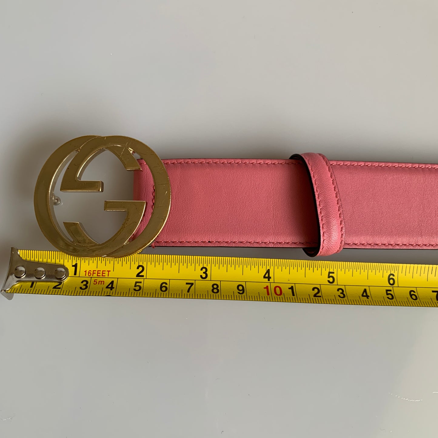 Gucci pink Leather Belt authentic with COA size 80 cm 32”