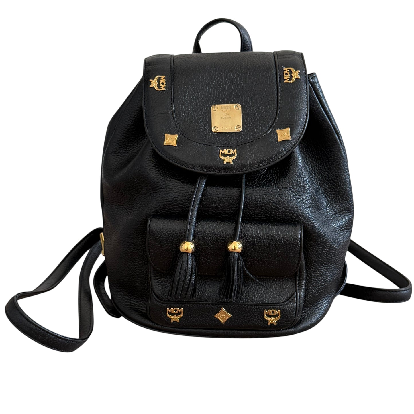 MCM black leather backpack authentic with COA