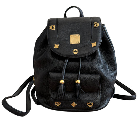 MCM black leather backpack authentic with COA