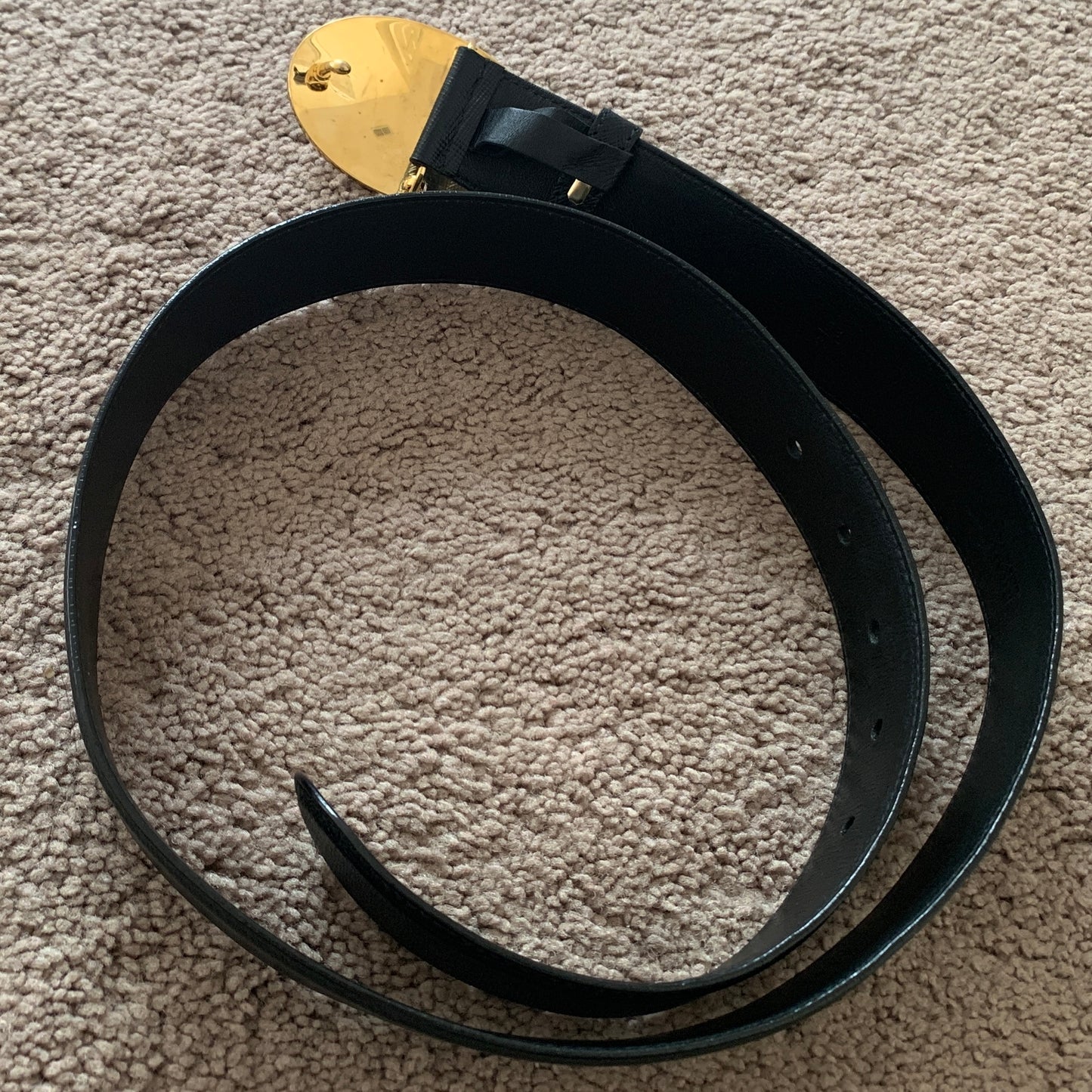 Authentic Prada unisex logo buckle saffiano black leather belt