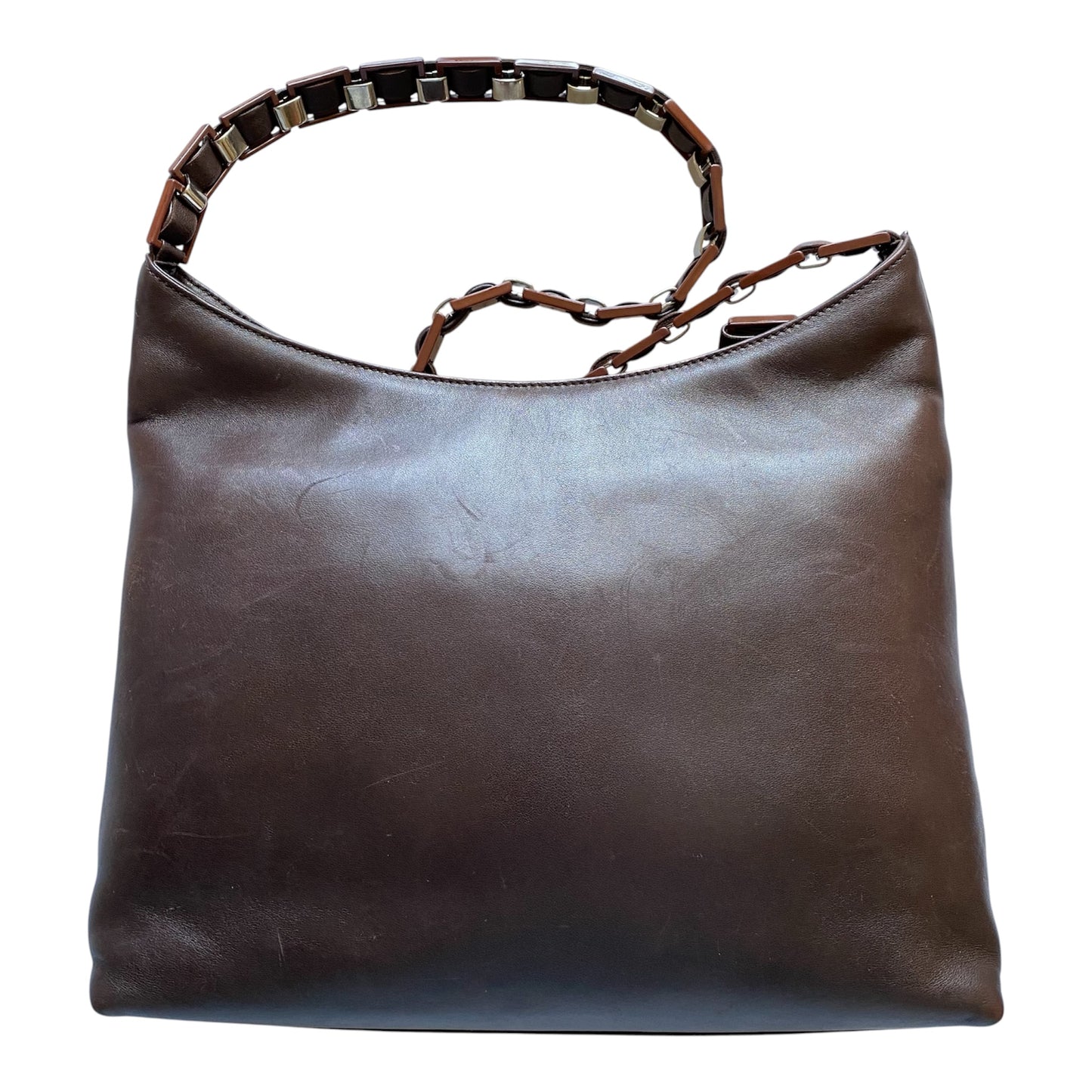 Ferragamo brown leather shoulder bag Authentic with COA 12x10x3.2