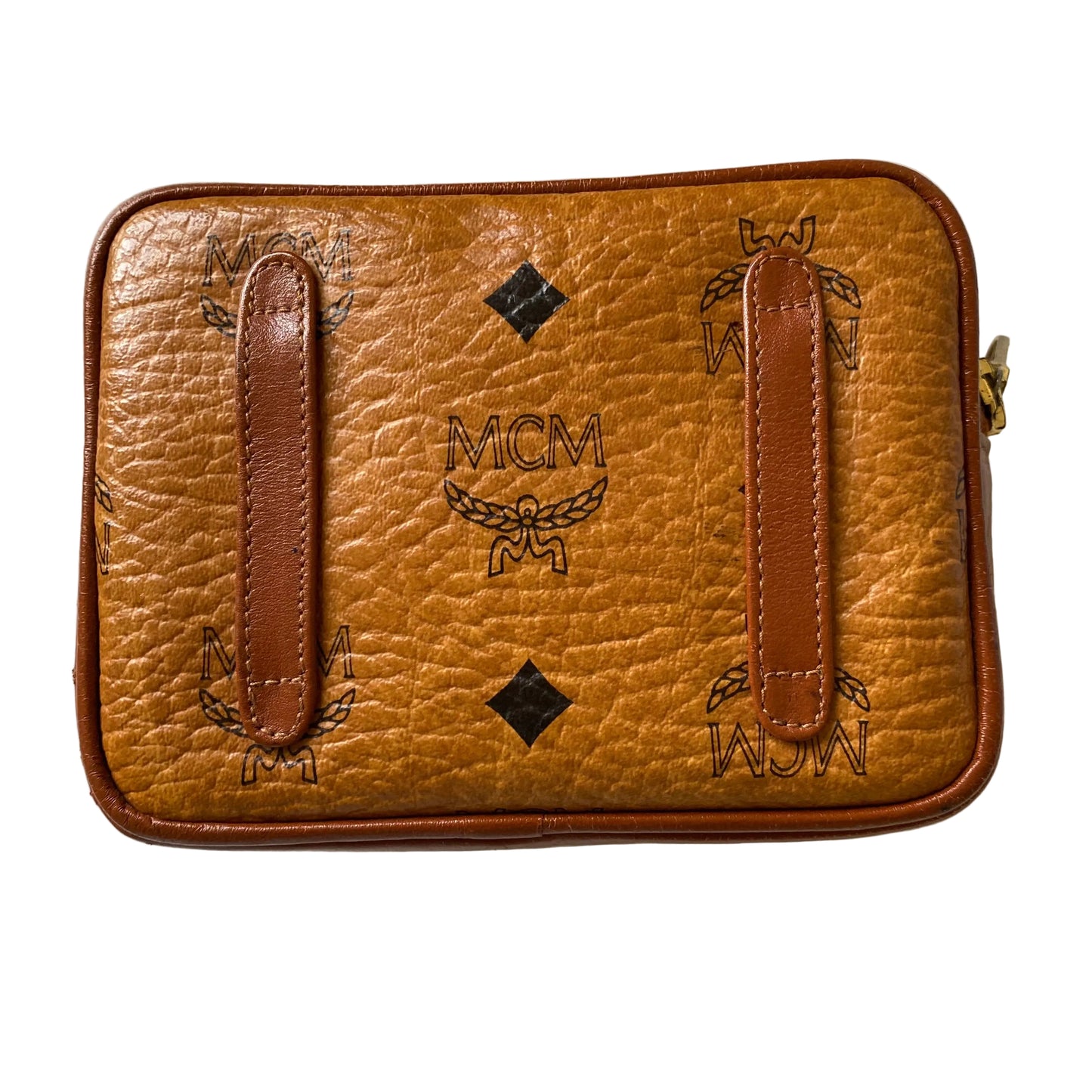 MCM cognac belt pouch bag Authentic with COA