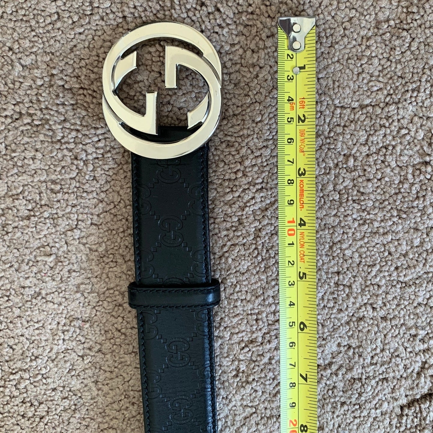 G1036 Gucci unisex signature monogram black leather belt size 100 cm 40 inch