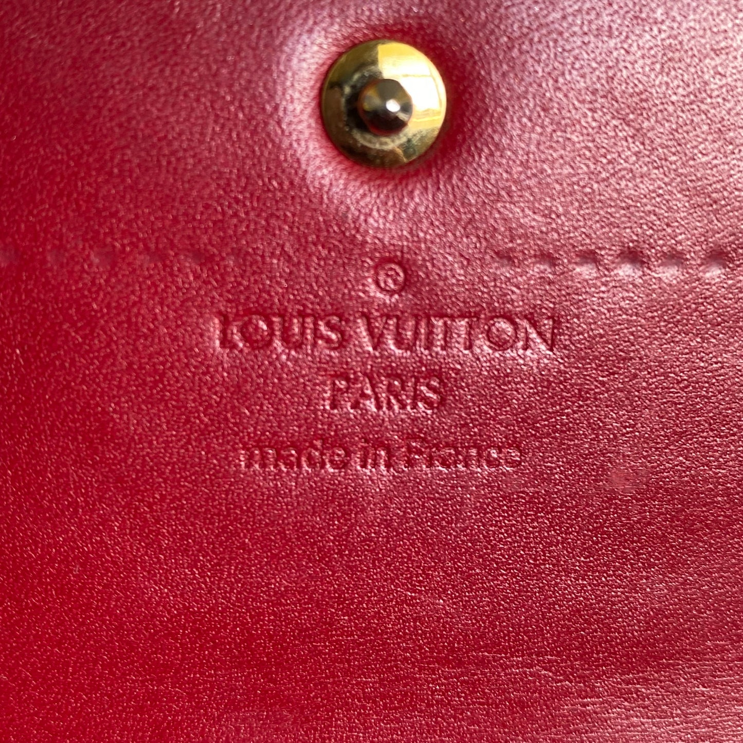 Louis Vuitton red monogram vernis long wallet IR0123 Authentic with COA box dusty