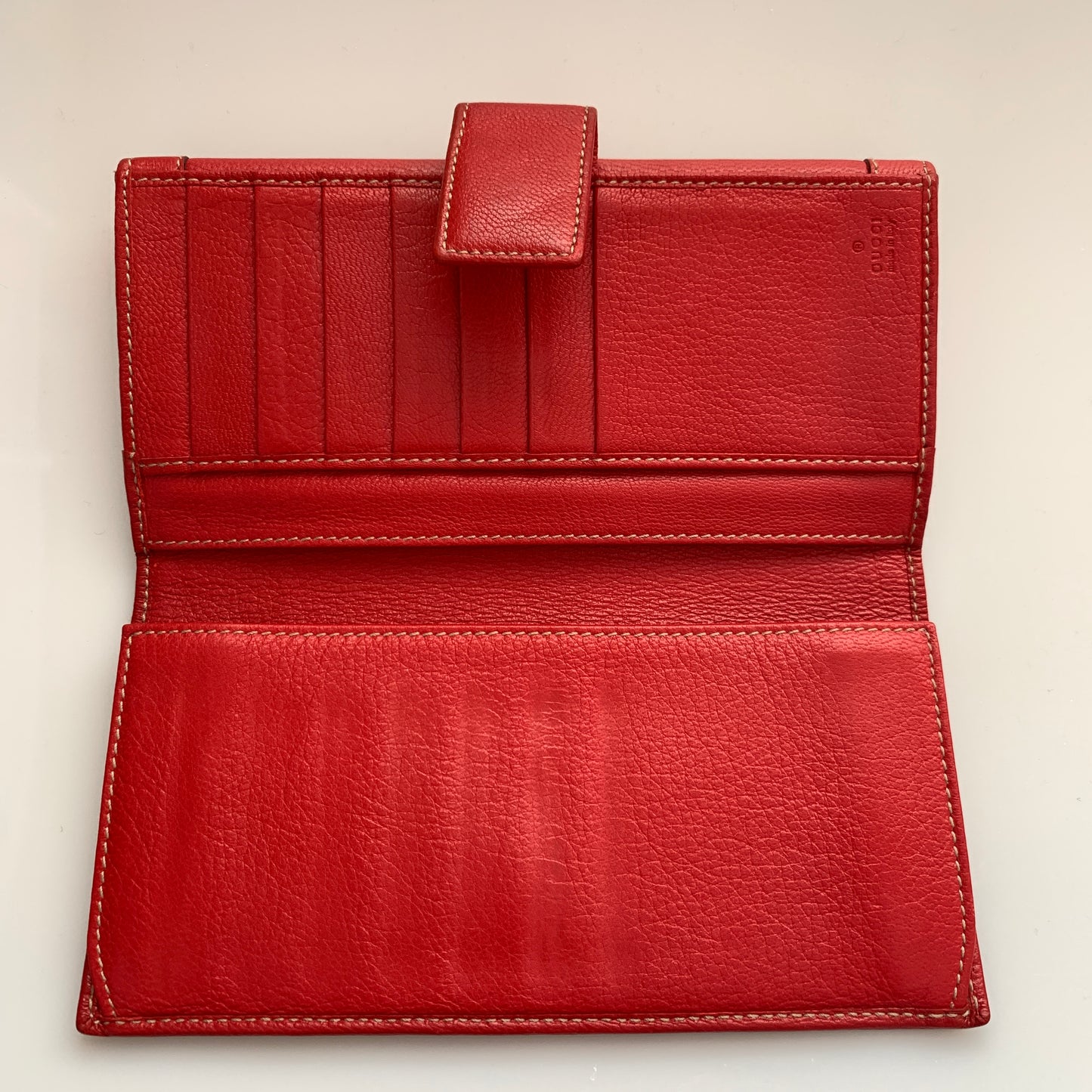 Gucci women’s sherry line long red leather wallet authentic with COA