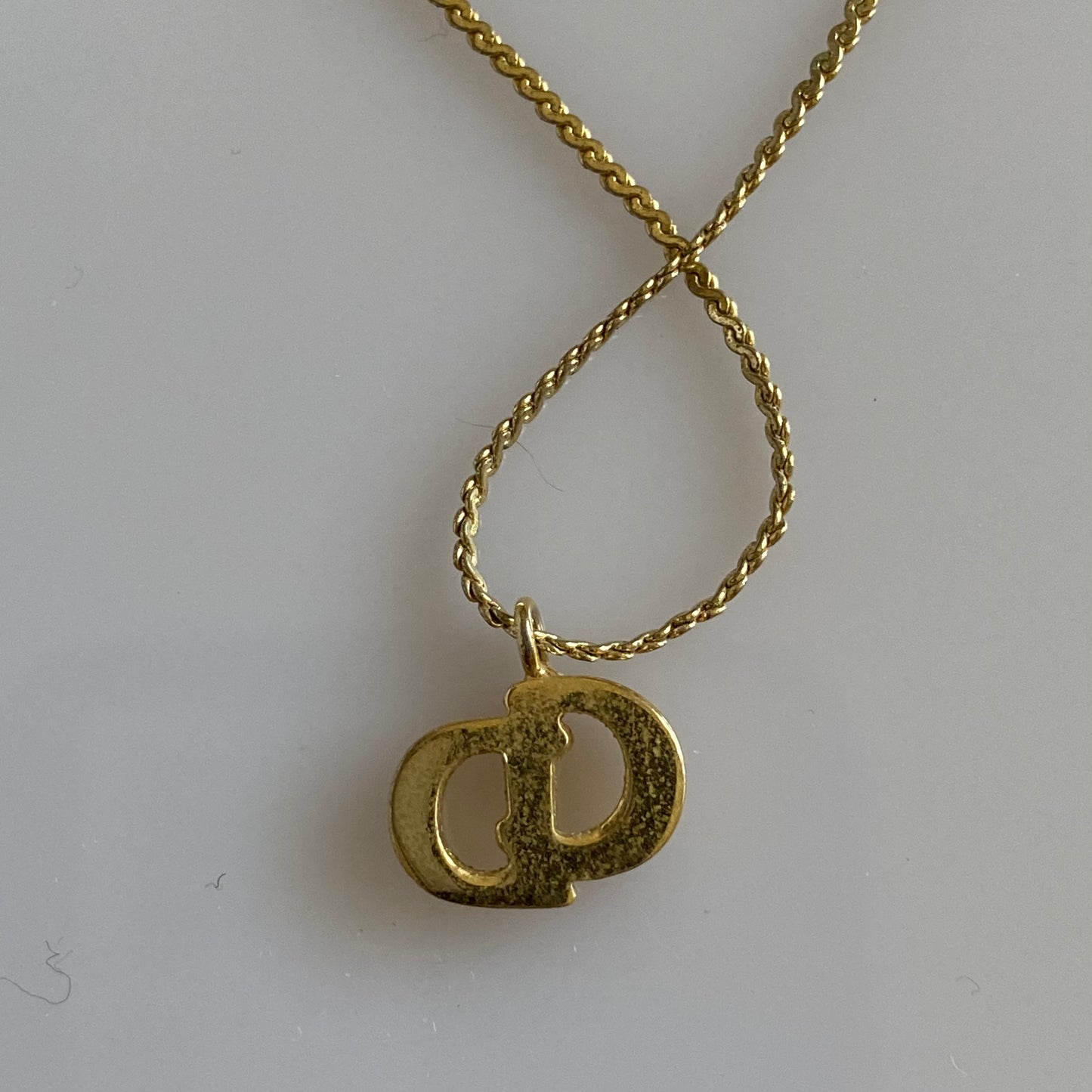 Dior CD initial pendant gold plated necklace with extender Authentic with coa