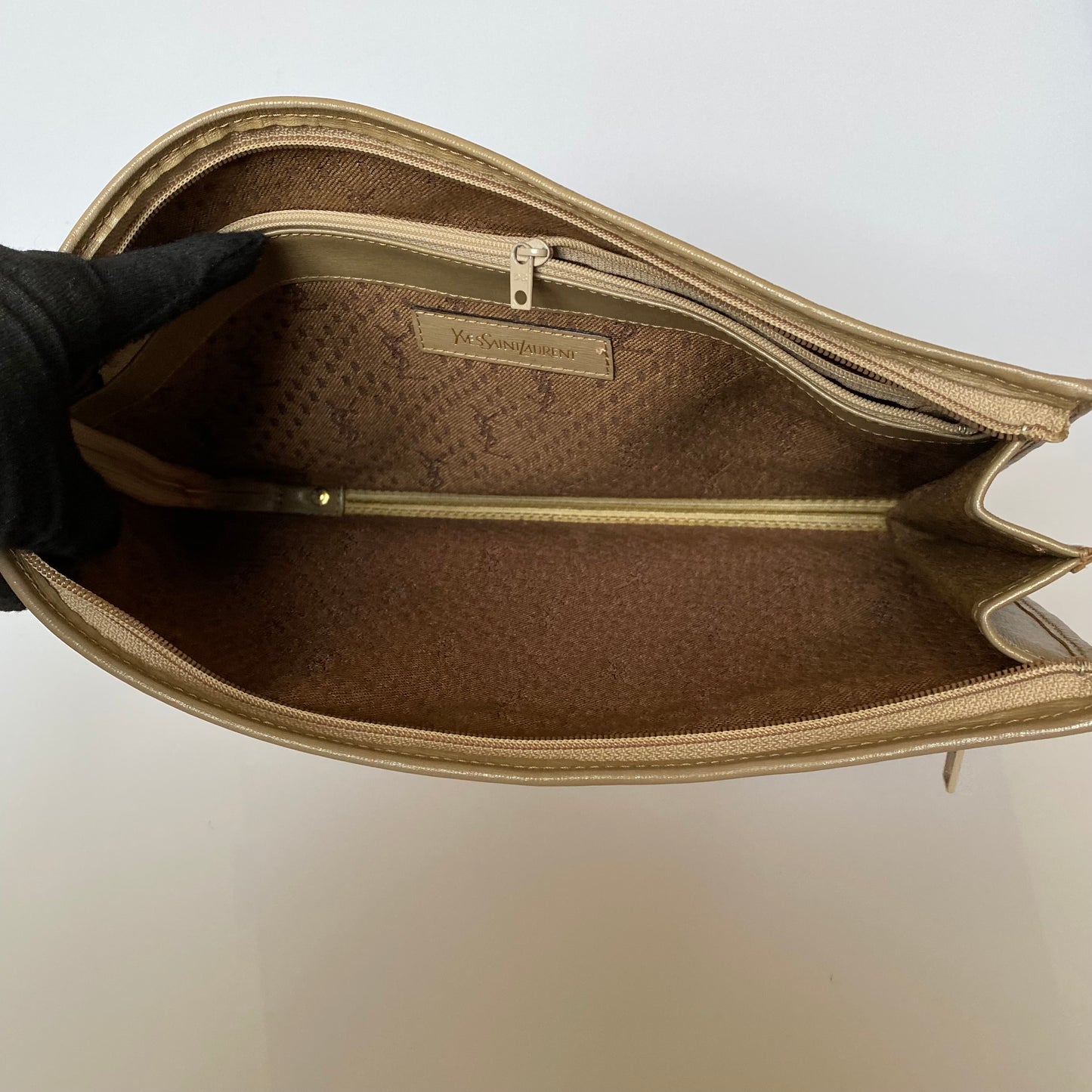 Yves Saint Laurent rare vintage YSL logo large clutch bag pouch  Authentic with COA 13x9.3